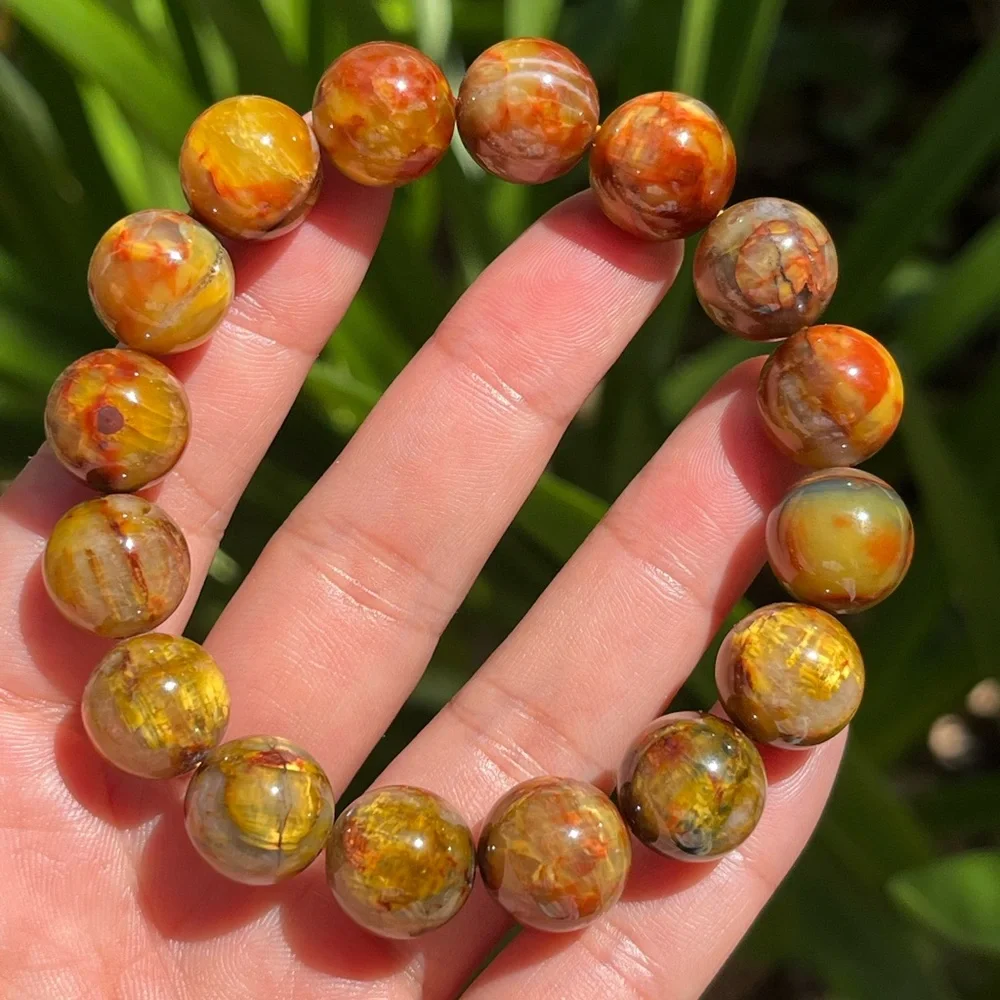 13.5mm stretchable chunky golden‎ pietersite bracelet